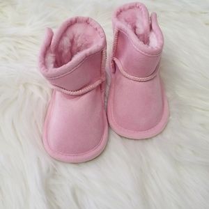 Pink faux suede boots